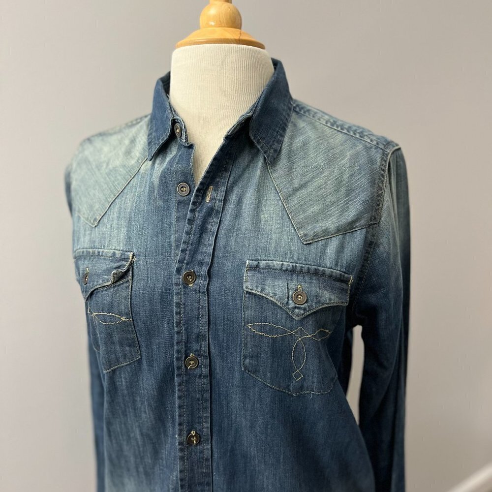 Broken Threads Denim Western Shirt Sz S - Picture 2 of 11